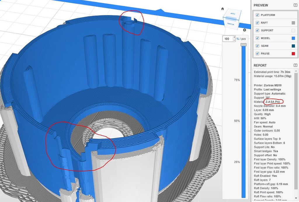 Z-ASA Pro 1,75mm 800g Graphite (Gris Foncé) Zortrax